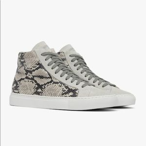 P448 Embossed Snakeskin Leather High Top Sneakers
